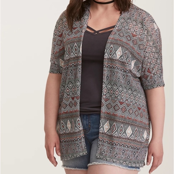 torrid Tops - Torrid Geo Print Knit Dolman Cardigan Size 0X